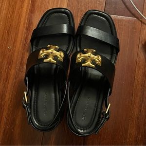 Tory Burch Eleanor black block heel sandals